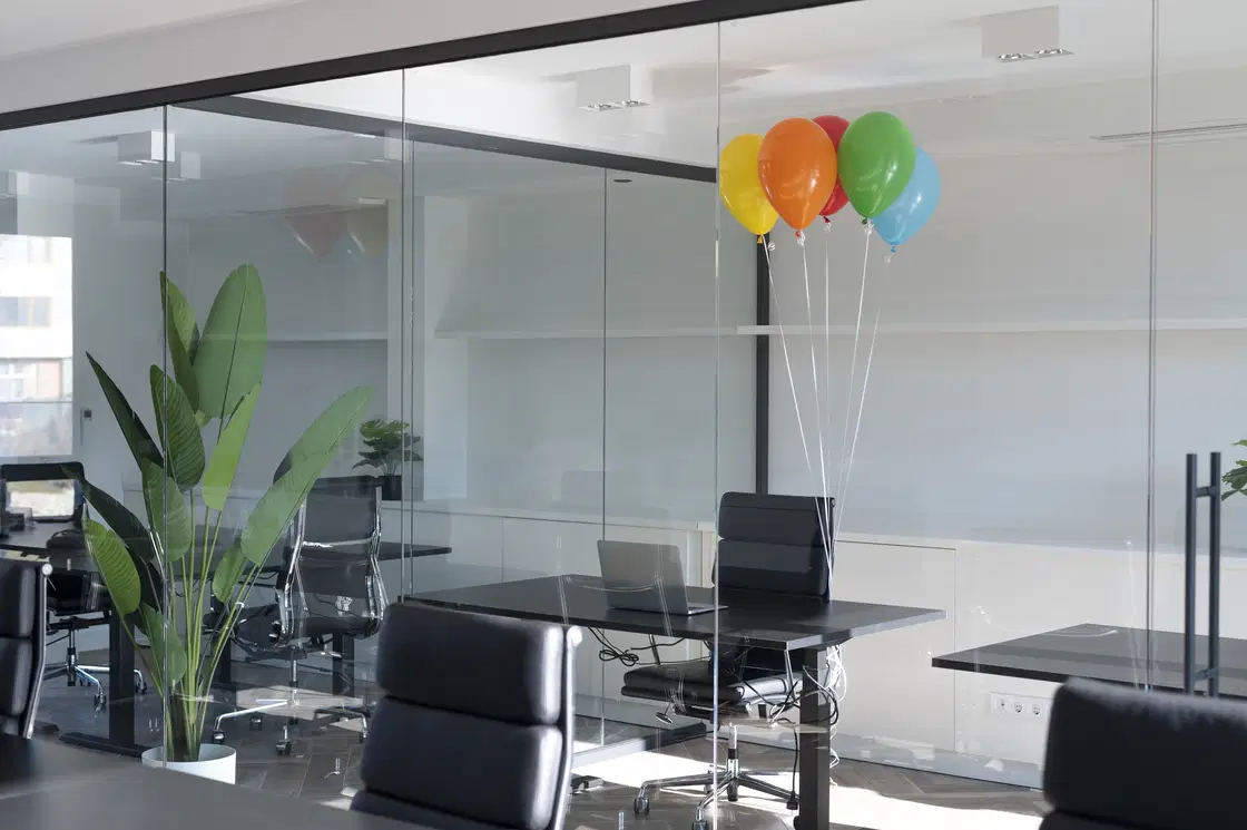 Workspace with Office Glass Partitions
